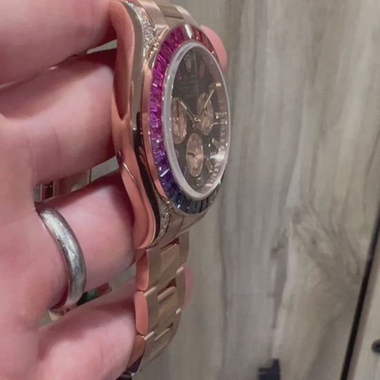 NYC Watches llc Rolex Rainbow Everose Gold Daytona Watch - 40 MM - Oyster Bracelet -  Rainbow Black/MOP Dial Dial - 116595RBOW-0001