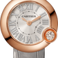 Cartier Ballon Bleu Pink Gold 26 MM - Grey Leather Strap - Silvered Sunray Dial - WGBL0004