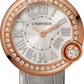 Cartier Ballon Bleu Pink Gold 26 MM - Grey Leather Strap - Silvered Sunray Dial - WJBL0006