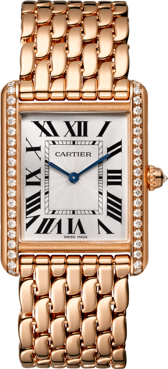 Cartier Tank Rose Gold (Large Model) 33 MM - Rose Gold Bracelet - Rose Gold Diamond Bezel - White Dial - WJTA0021