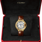 Cartier Ballon Bleu Yellow Gold 33 MM - Brown Leather Strap - Silver Dial - WJBB0040