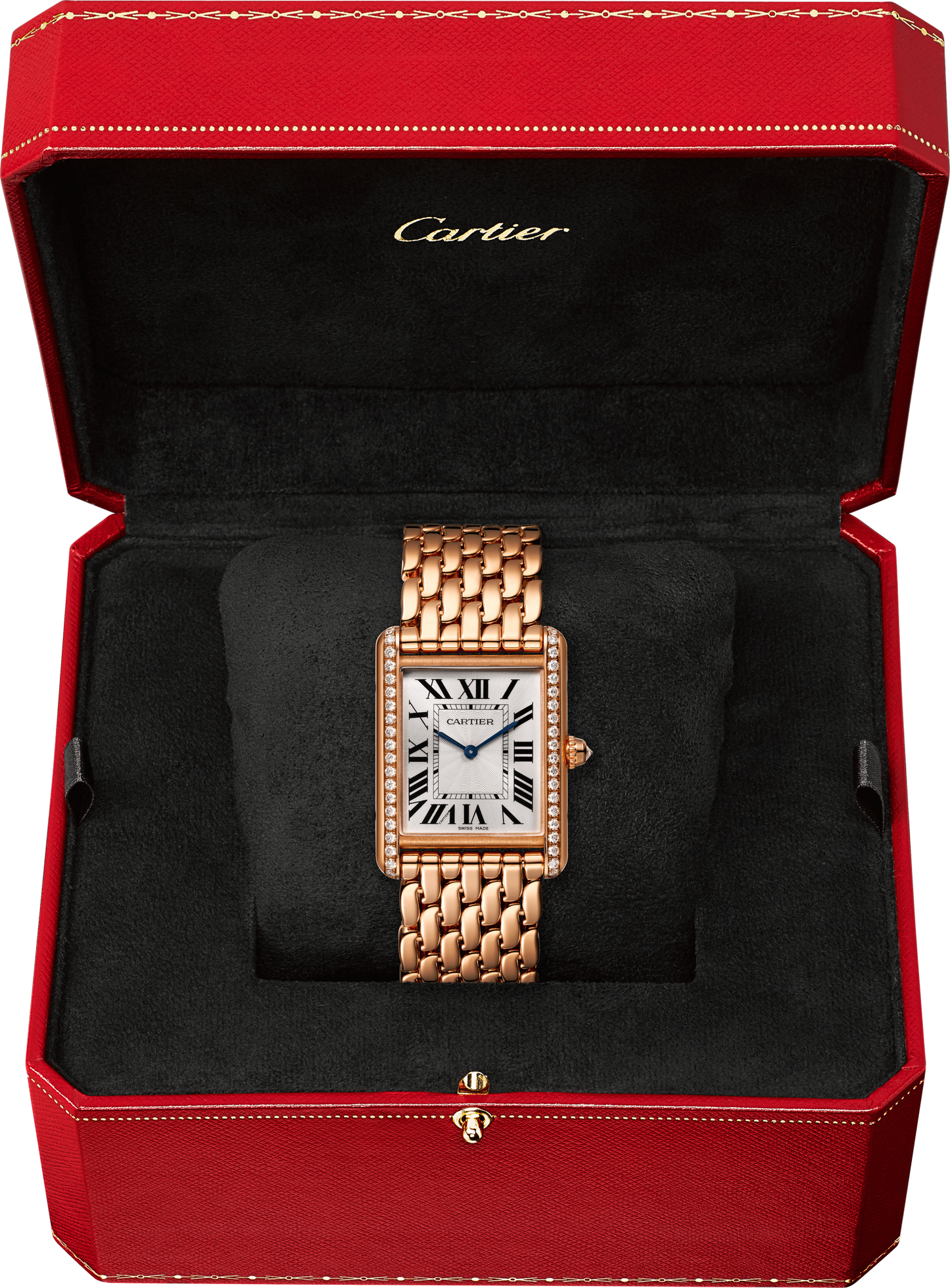 Cartier Tank Rose Gold (Large Model) 33 MM - Rose Gold Bracelet - Rose Gold Diamond Bezel - White Dial - WJTA0021