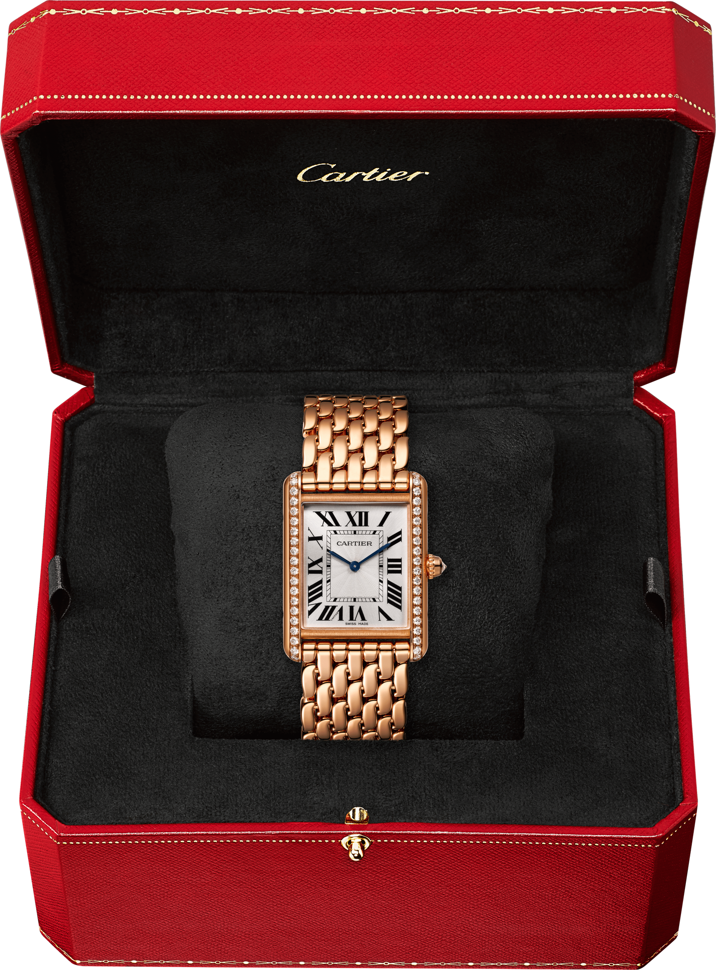 Cartier Tank Rose Gold (Large Model) 33 MM - Rose Gold Bracelet - Rose Gold Diamond Bezel - White Dial - WJTA0021