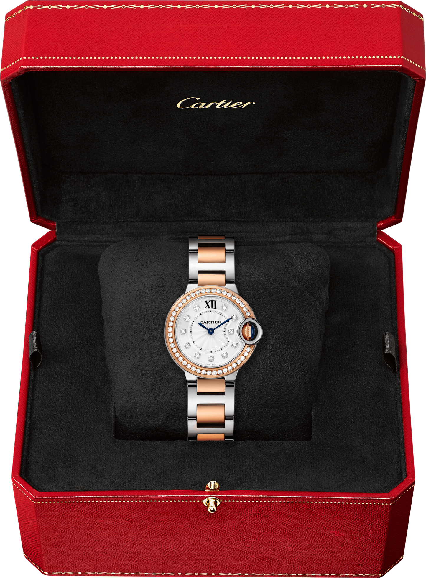 Cartier Ballon Bleu Rose Gold and Stainless Steel 28 MM - Rose Gold and Stainless Steel Bracelet - White Diamond Dial - W3BB0025