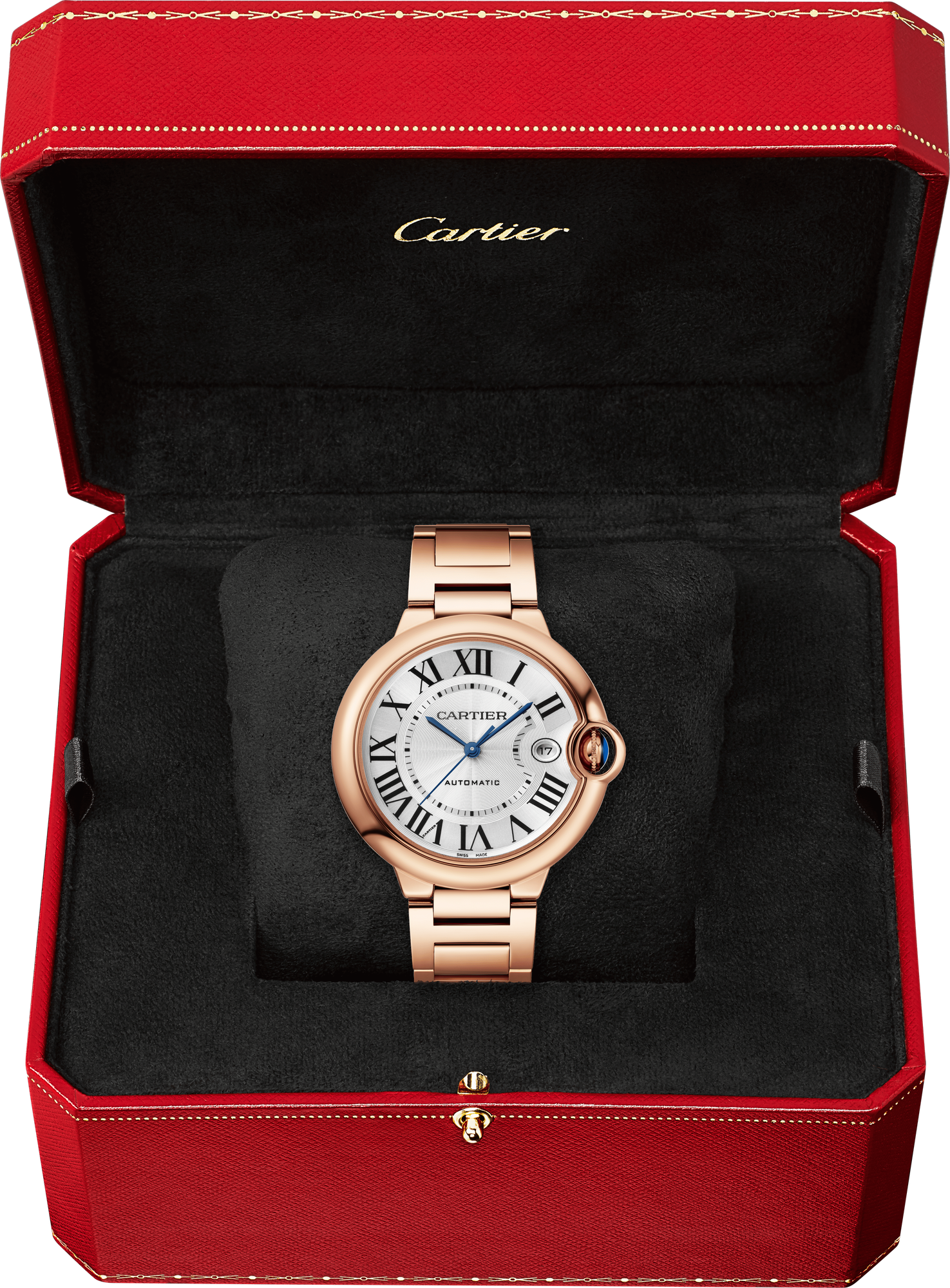 Cartier Ballon Bleu Rose Gold 40 MM - Rose Gold Bracelet - Silver Dial - WGBB0039