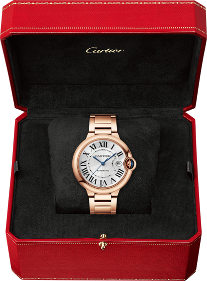 Cartier Ballon Bleu Rose Gold 40 MM - Rose Gold Bracelet - Silver Dial - WGBB0039