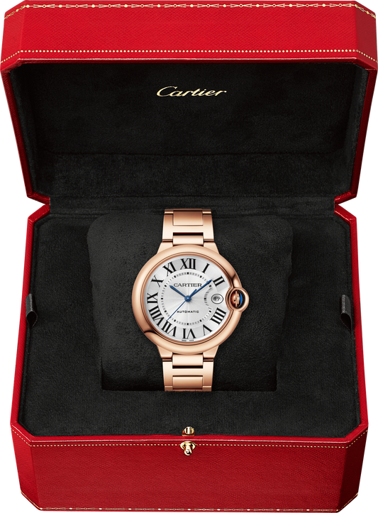 Cartier Ballon Bleu Rose Gold 40 MM - Rose Gold Bracelet - Silver Dial - WGBB0039