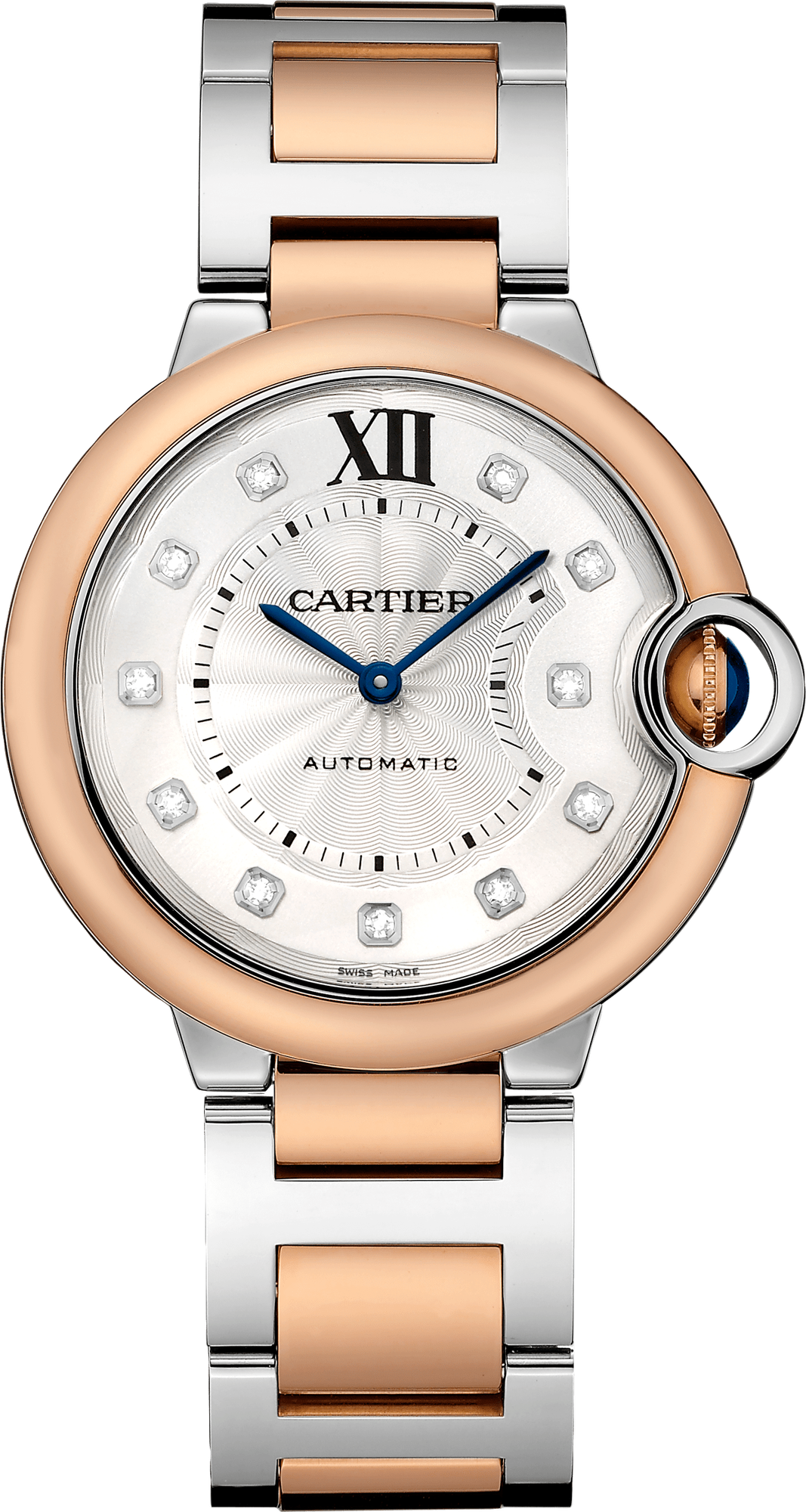 Cartier Ballon Bleu Rose Gold and Stainless Steel 36 MM - Rose Gold and Stainless Steel Bracelet - White Diamond Dial - W3BB0013