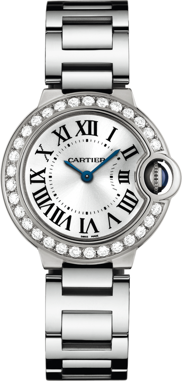 Cartier Ballon Bleu White Gold Diamond 28 MM - White Gold Bracelet - Silver Opaline Dial - WE9003Z3