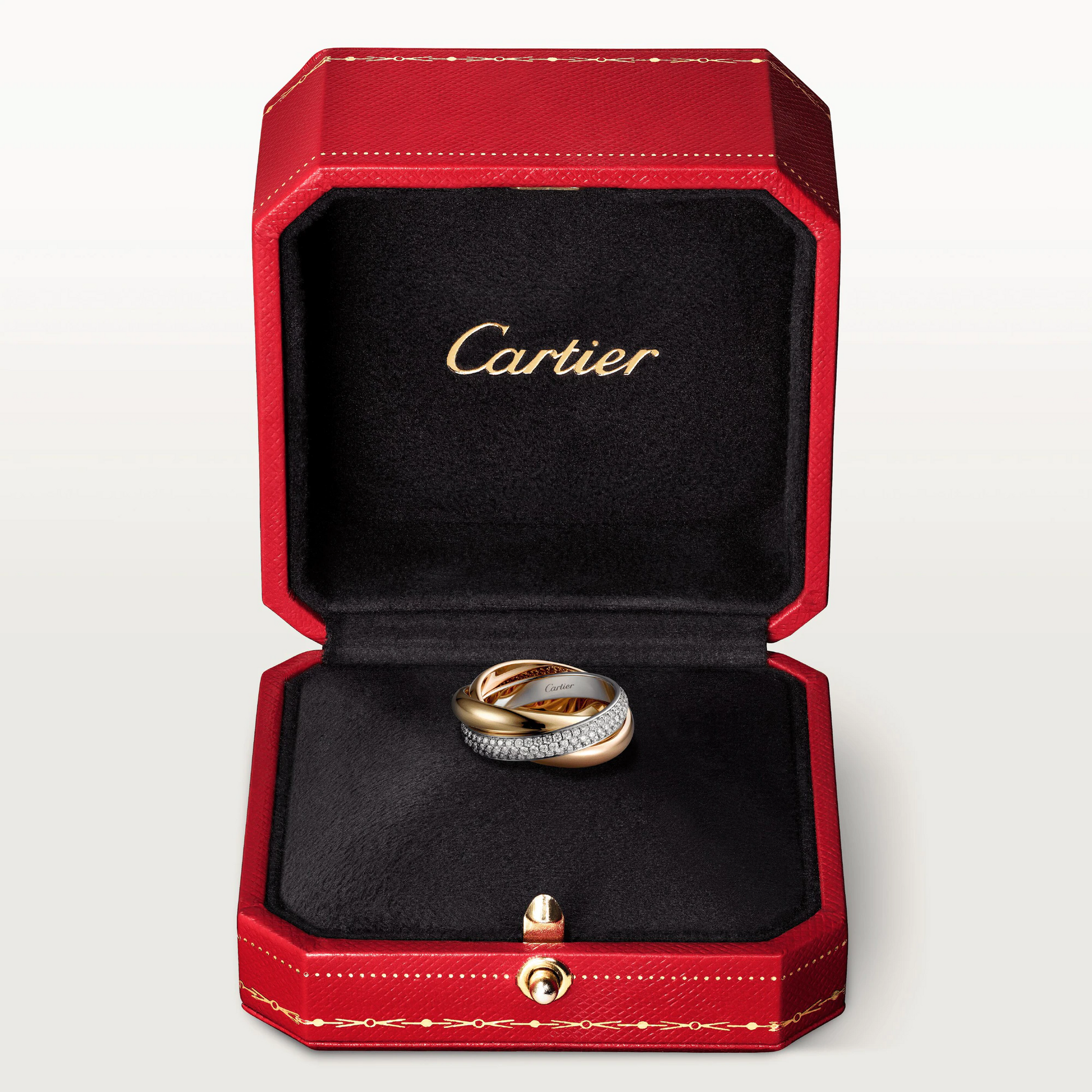 Cartier Trinity Ring Diamonds - White, Yellow and Rose Gold Small Model - B4038900