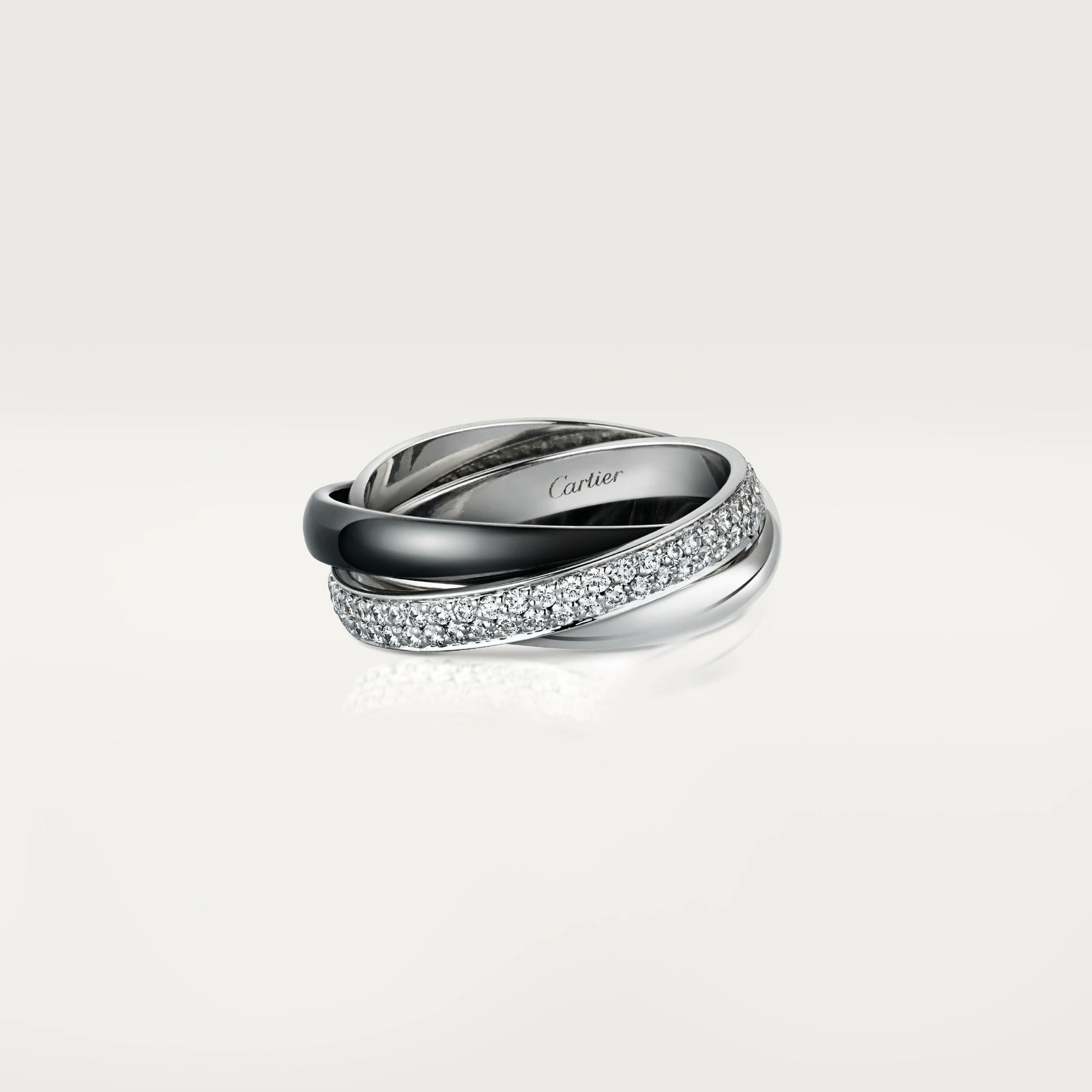 Cartier Trinity Ring Diamonds - Ceramic and White Gold SmallModel - B4095500