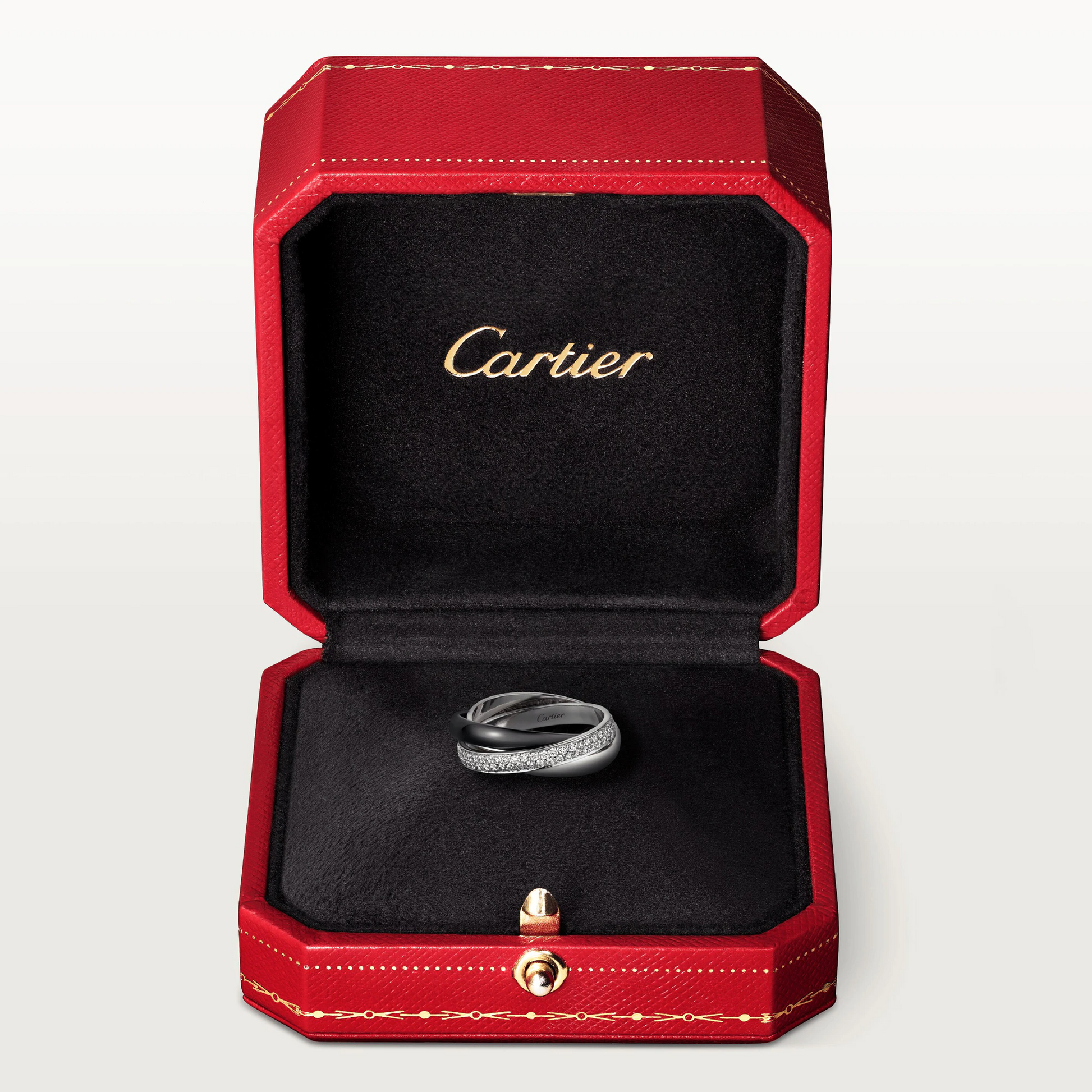 Cartier Trinity Ring Diamonds - Ceramic and White Gold SmallModel - B4095500