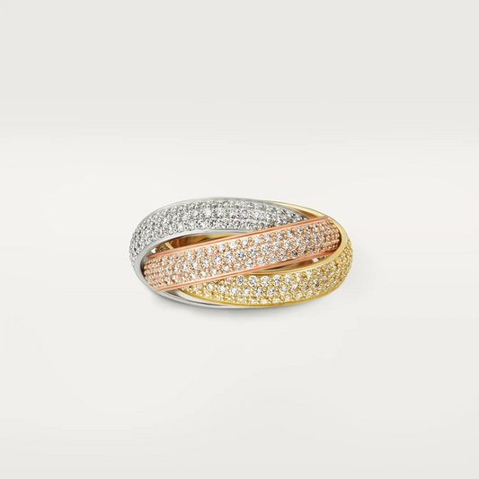 Cartier Trinity Ring Diamonds - White, Yellow and Rose Gold Large Model - N4210800