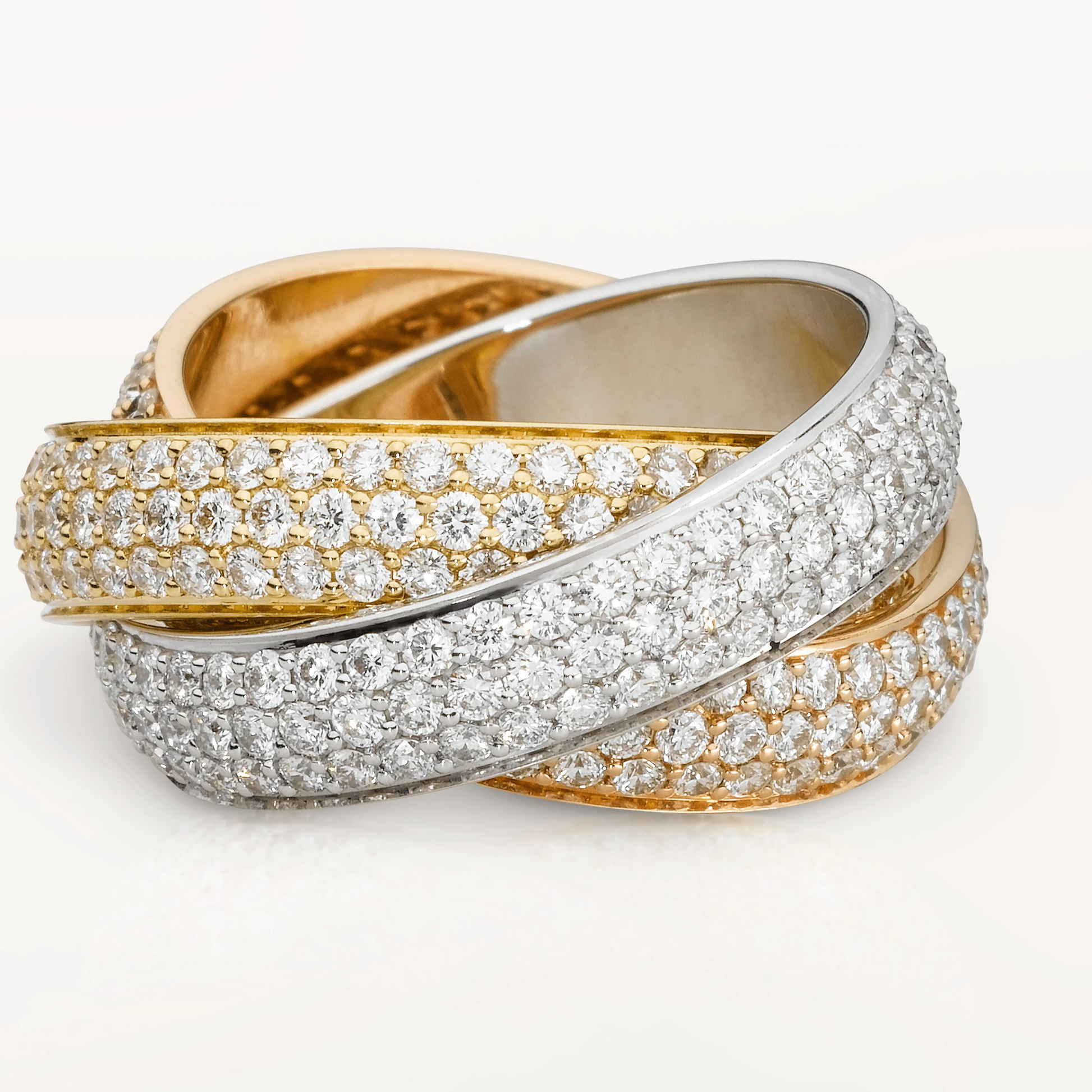 Cartier Trinity Ring Diamonds - White, Yellow and Rose Gold Large Model - N4210800