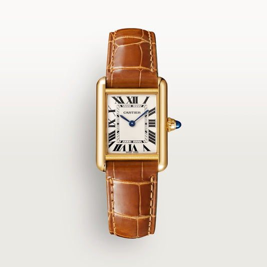 Cartier Tank Yellow Gold (Small Model) 29 MM - Brown Leather Strap - Yellow Gold Bezel - Silver Dial - W1529856