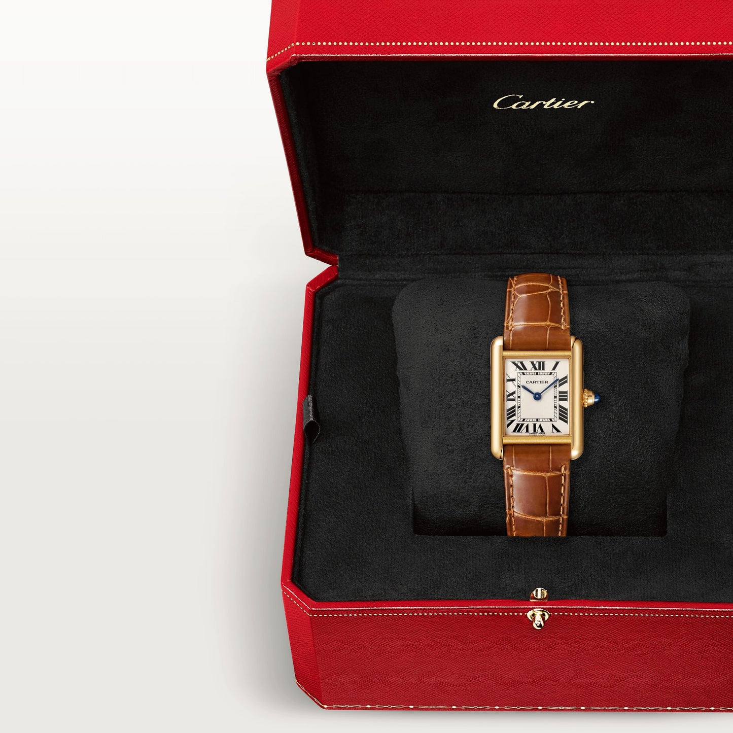 Cartier Tank Yellow Gold (Small Model) 29 MM - Brown Leather Strap - Yellow Gold Bezel - Silver Dial - W1529856