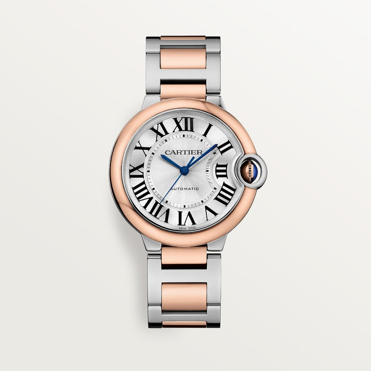 Cartier Ballon Bleu Stainless Steel And Rose Gold  33 MM - Stainless Steel And Rose Gold Bracelet - White Diamond Dial - W3BB0023