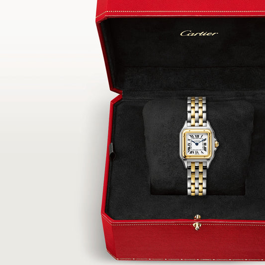 Cartier Panthére De Cartier Stainless Steel and Yellow Gold (Small Model) 22 MM - Stainless Steel and Yellow Gold Bracelet - Yellow Gold Bezel - White Dial - W2PN0006