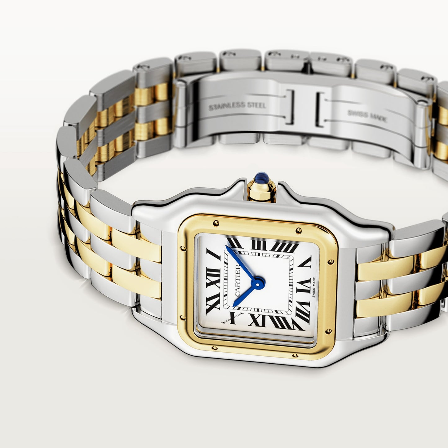 Cartier Panthére De Cartier Stainless Steel and Yellow Gold (Medium Model) 27 MM - Stainless Steel and Yellow Gold Bracelet - Yellow Gold Bezel - White Dial - W2PN0007