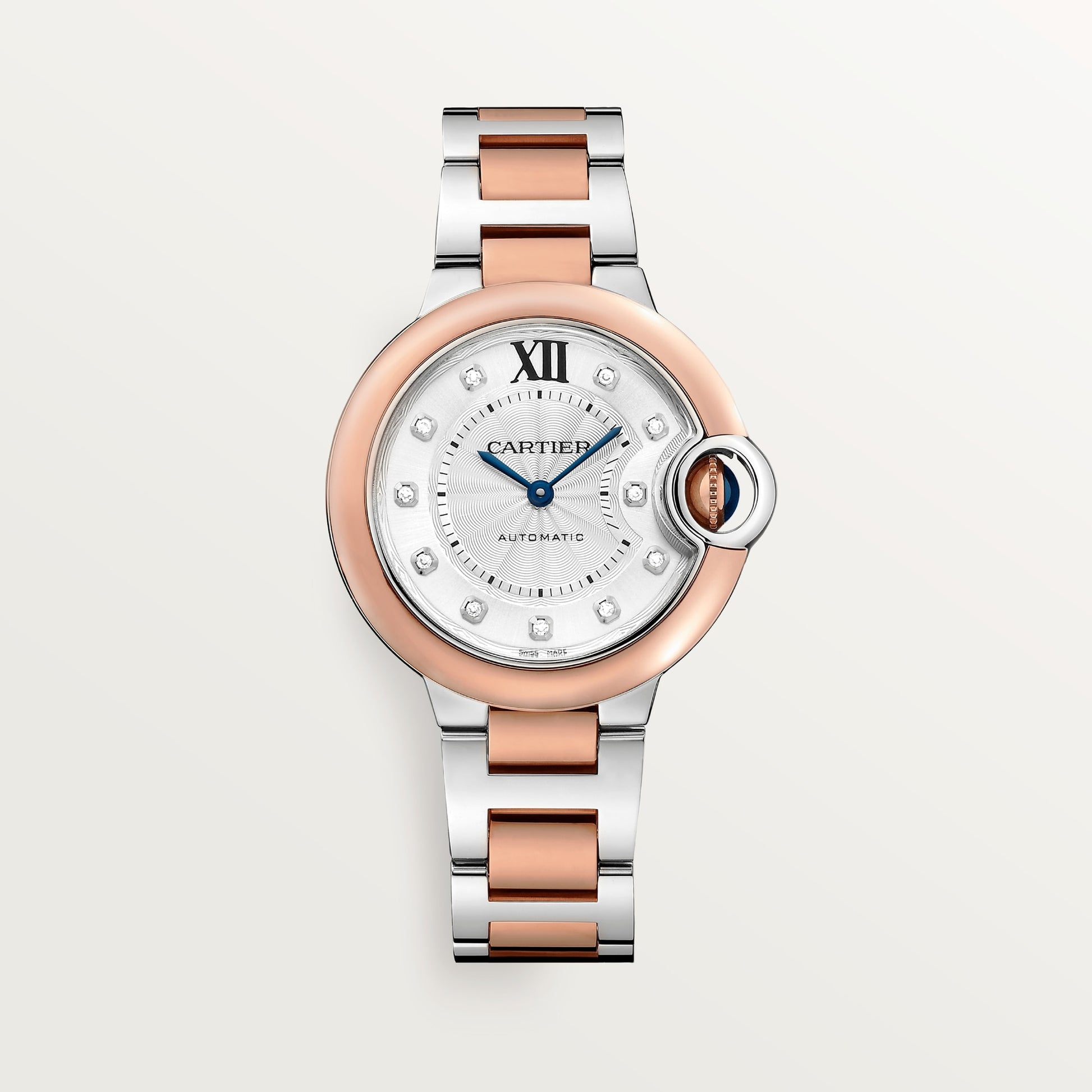 Cartier Ballon Bleu Rose Gold and Stainless Steel 33 MM -  Rose Gold and Stainless Steel Bracelet - White Diamond Dial - W3BB0021