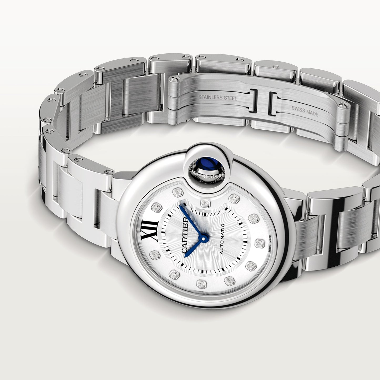 Cartier Ballon Bleu Stainless Steel 33 MM - Stainless Steel Bracelet - White Diamond Dial - W4BB0021