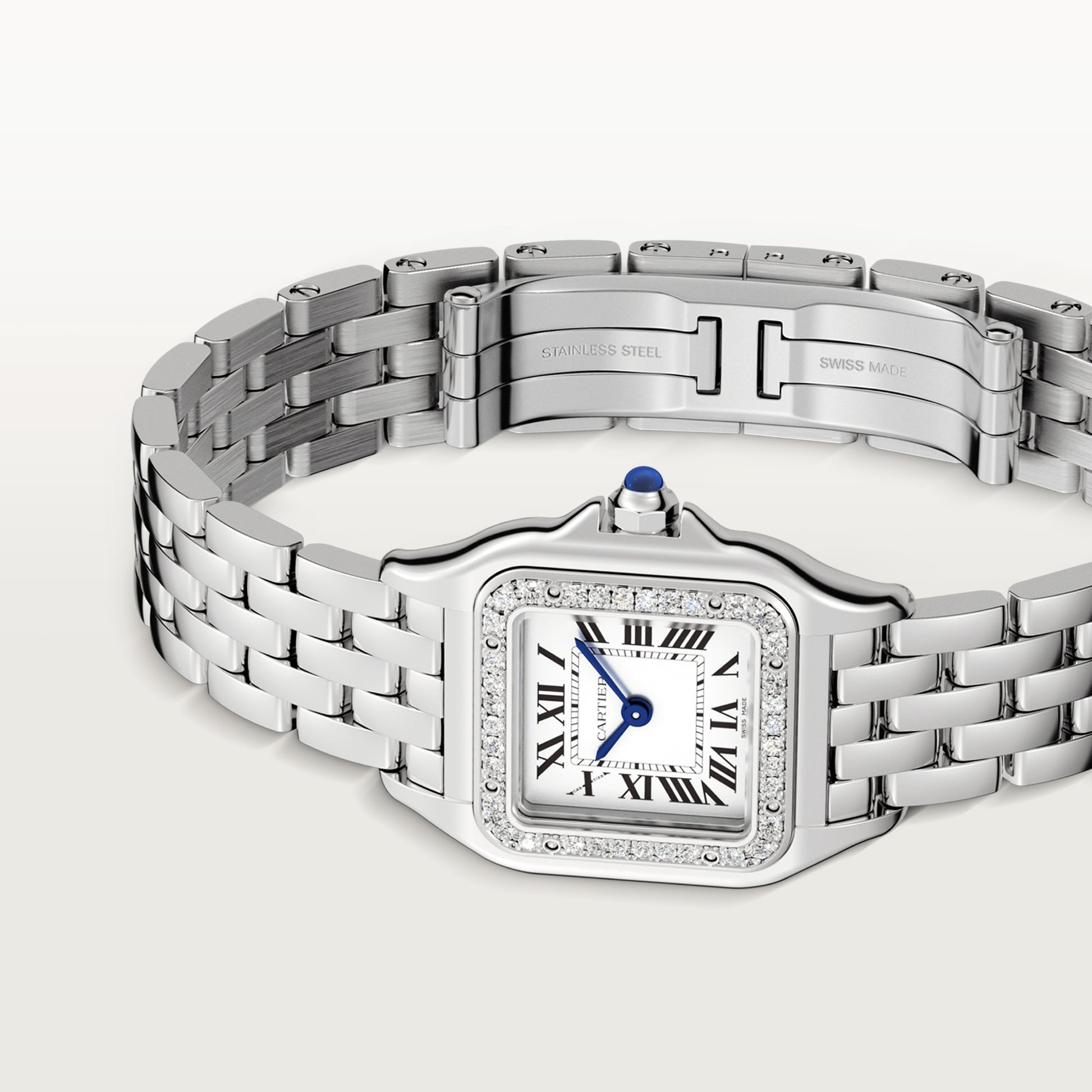 Cartier Panthére De Cartier Stainless Steel (Small Model) 22 MM - Stainless Steel Bracelet - Diamond Bezel - White Dial - W4PN0007