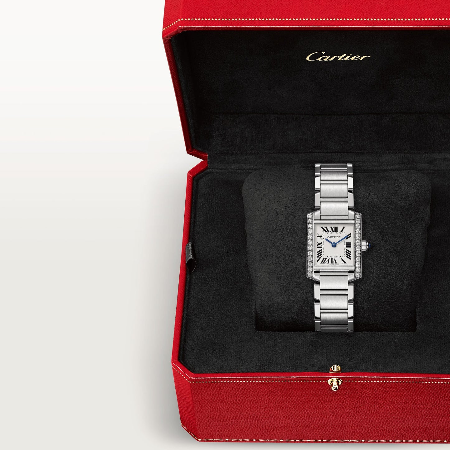 Cartier Tank Stainless Steel (Small Model) 25 MM - Stainless Steel Bracelet - Stainless Steel Diamond Bezel - Silver Dial - W4TA0008