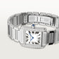 Cartier Tank Stainless Steel (Medium Model) 30 MM - Stainless Steel Bracelet - Stainless Steel Diamond Bezel - White Dial - W4TA0009