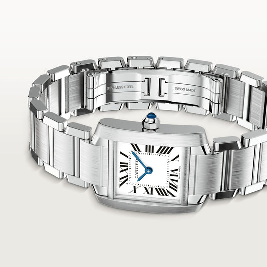 Cartier Tank Stainless Steel (Small Model) 25 MM - Stainless Steel Bracelet - Stainless Steel Bezel - White Dial - W51008Q3