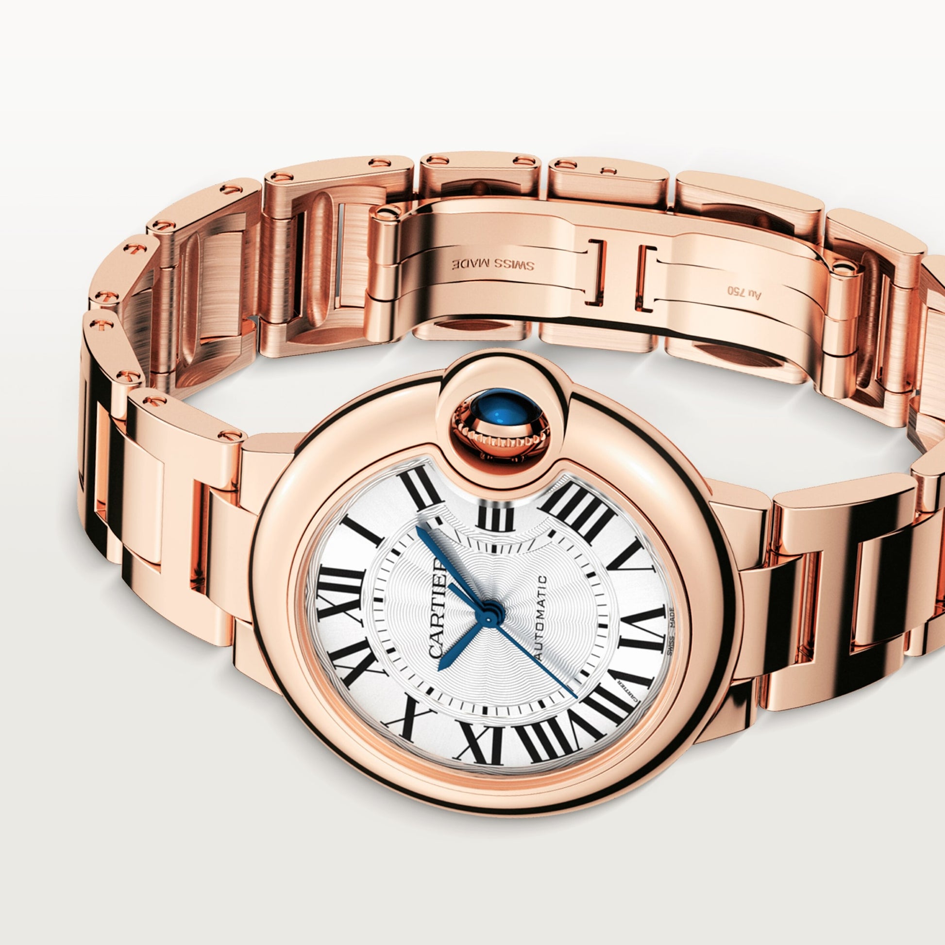 Cartier Ballon Bleu Rose Gold 33 MM - Rose Gold Bracelet - White Dial - WGBB0042