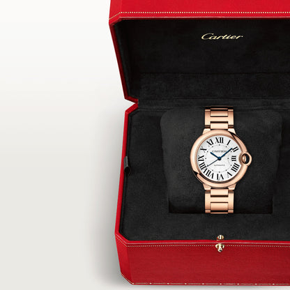 Cartier Ballon Bleu Rose Gold 36 MM (Medium Model) - Rose Gold Bracelet - White Dial - WGBB0043