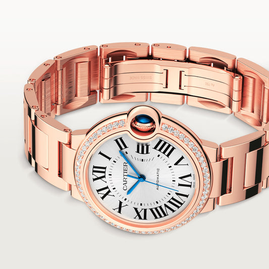 Cartier Ballon Bleu Rose Gold 36 MM - Rose Gold Bracelet - White Dial - WJBB0064