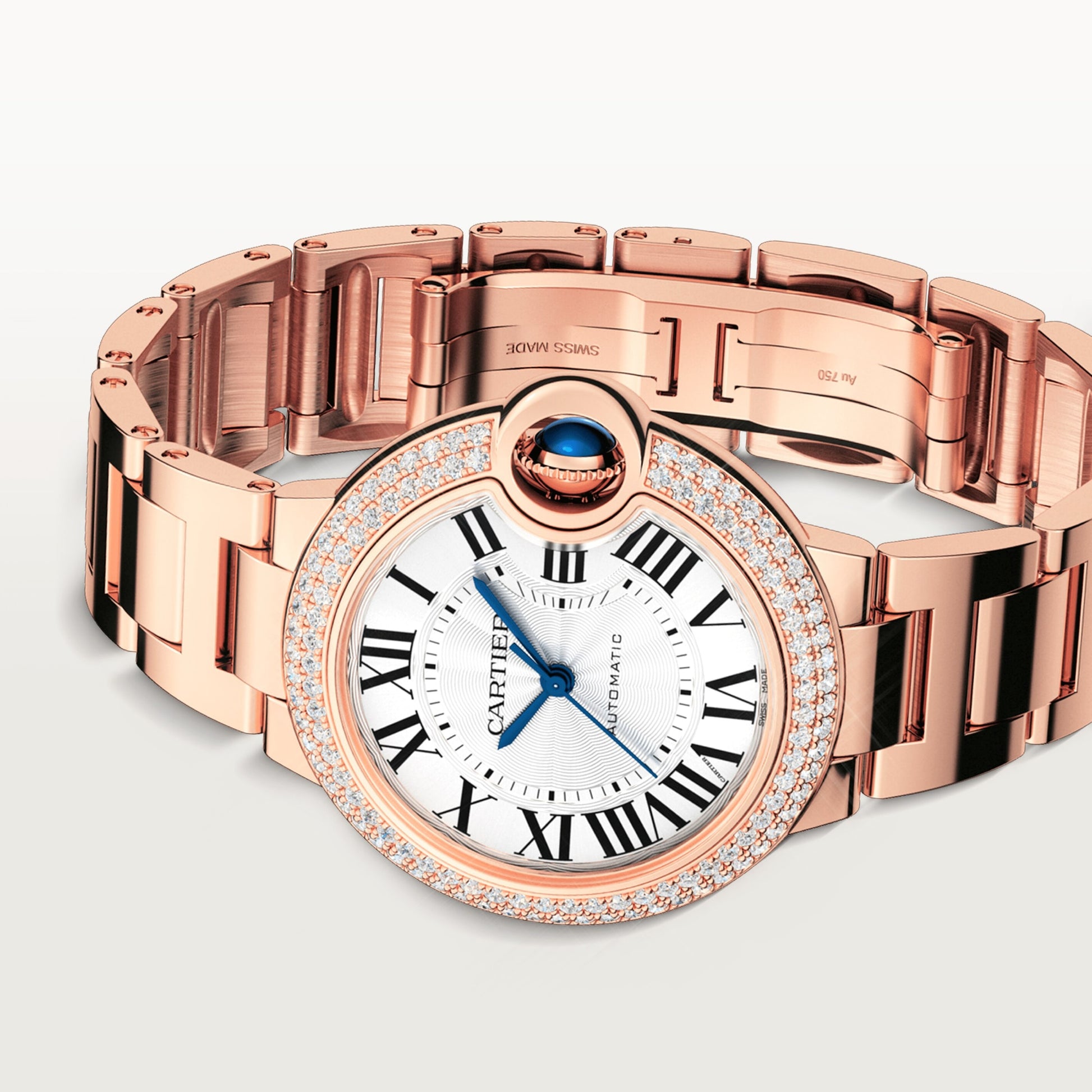 Cartier Ballon Bleu Rose Gold 33 MM - Rose Gold Bracelet - White Dial - WJBB0066