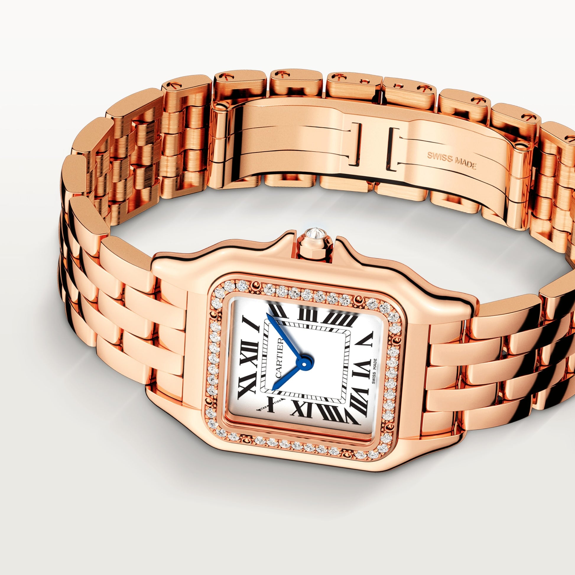 Cartier Panthére De Cartier Rose Gold (Medium Model) 27 MM - Rose Gold Bracelet - Rose Gold Diamond Bezel - White Dial - WJPN0009