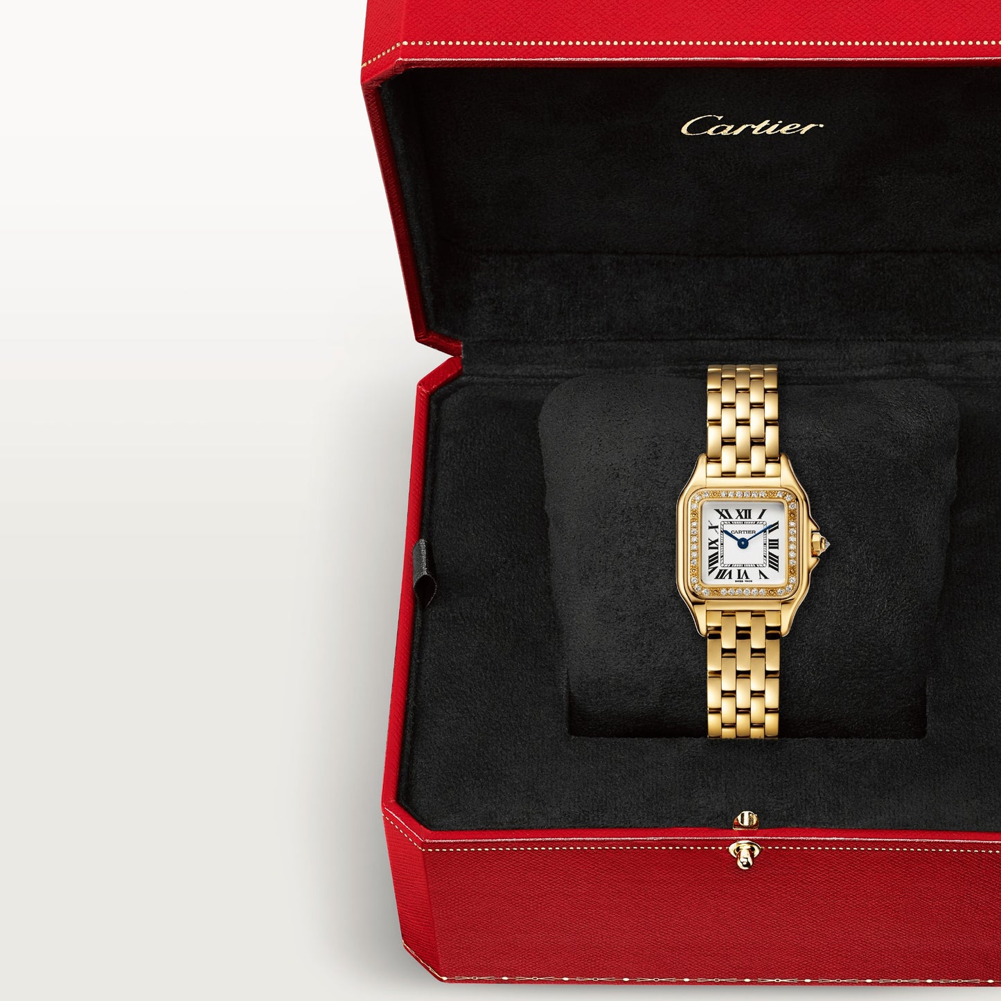 Cartier Panthére De Cartier Yellow Gold (Small Model) 22 MM - Yellow Gold Bracelet - Diamond Bezel - White Dial - WJPN0015