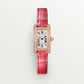 Cartier Tank Rose Gold Diamond (Mini Model) 27 MM - Pink Leather Strap - Rose Gold Diamond Bezel - Silver Dial - WJTA0026