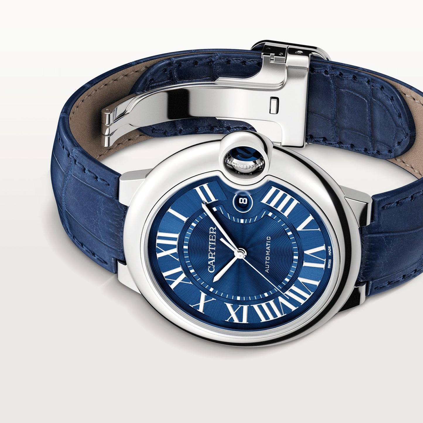 Cartier Ballon Bleu Stainless Steel 42 MM - Blue Leather Strap - Blue Dial - WSBB0027