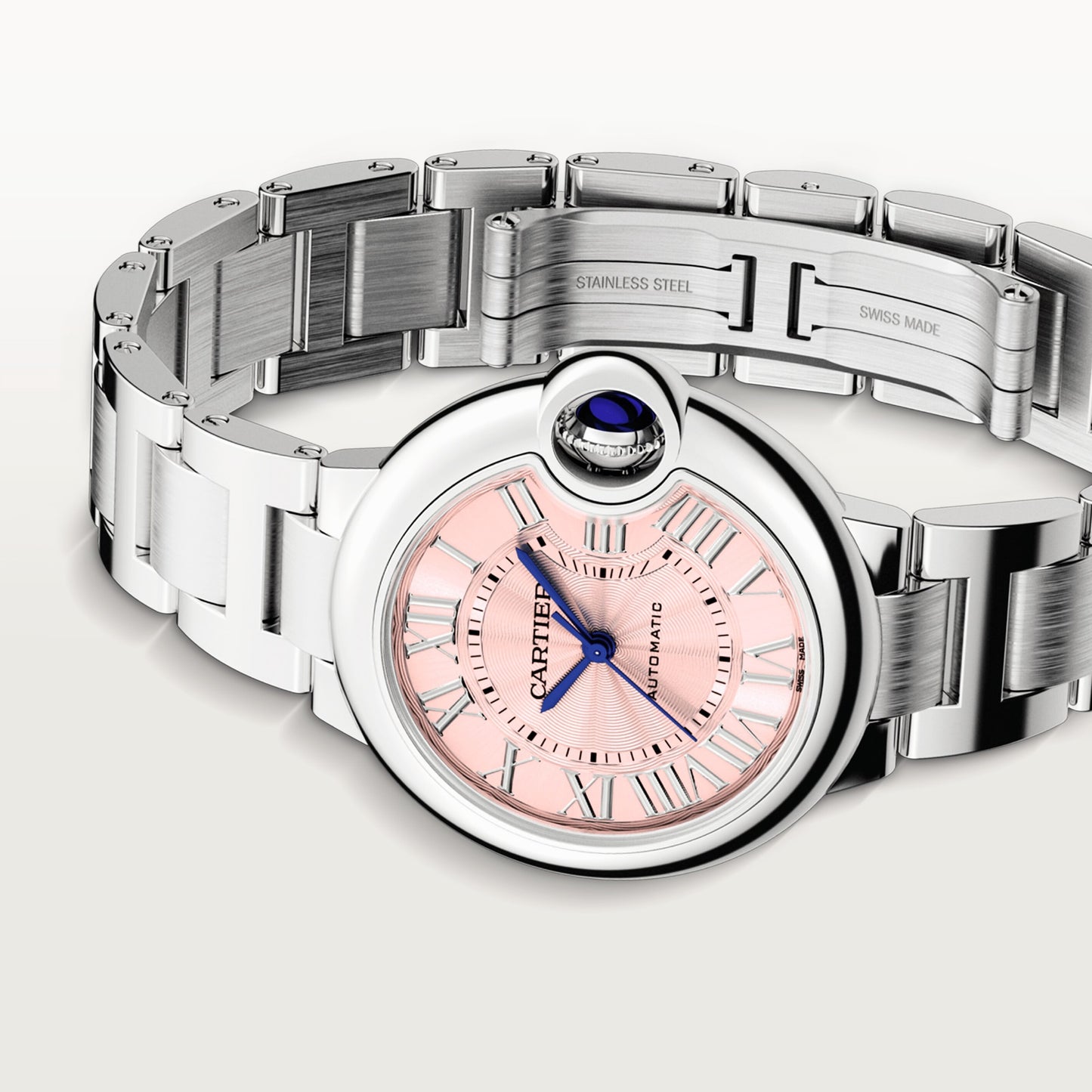 Cartier Ballon Bleu Stainless Steel 33 MM - Stainless Steel Bracelet - Pink Dial - WSBB0046