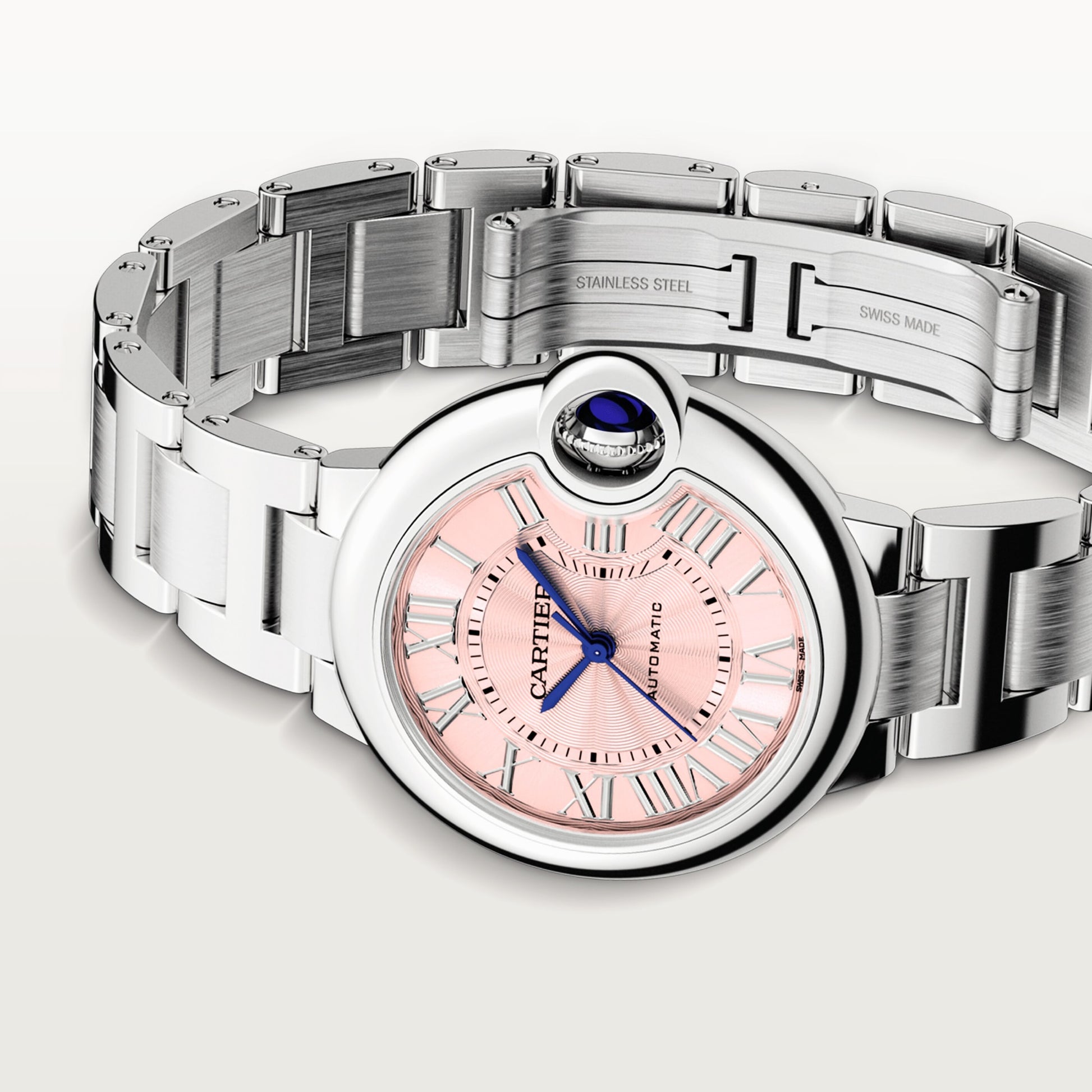 Cartier Ballon Bleu Stainless Steel 33 MM - Stainless Steel Bracelet - Pink Dial - WSBB0046