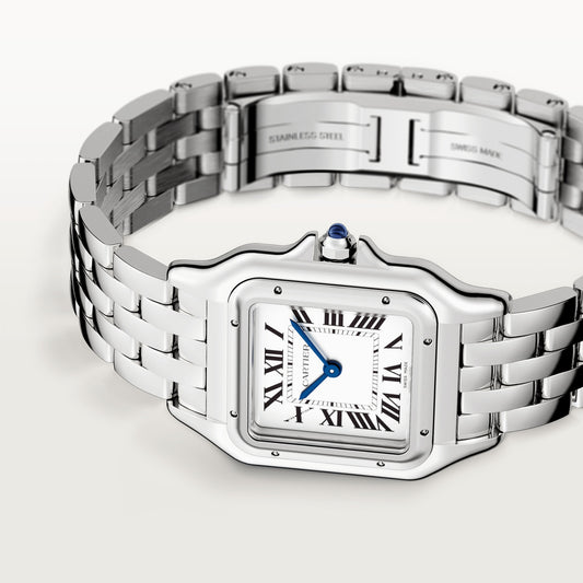 Cartier Panthére De Cartier Stainless Steel (Medium Model ) 27 mm x 37 mm - Stainless Steel Bracelet - Stainless Steel Bezel - White Dial - WSPN0007