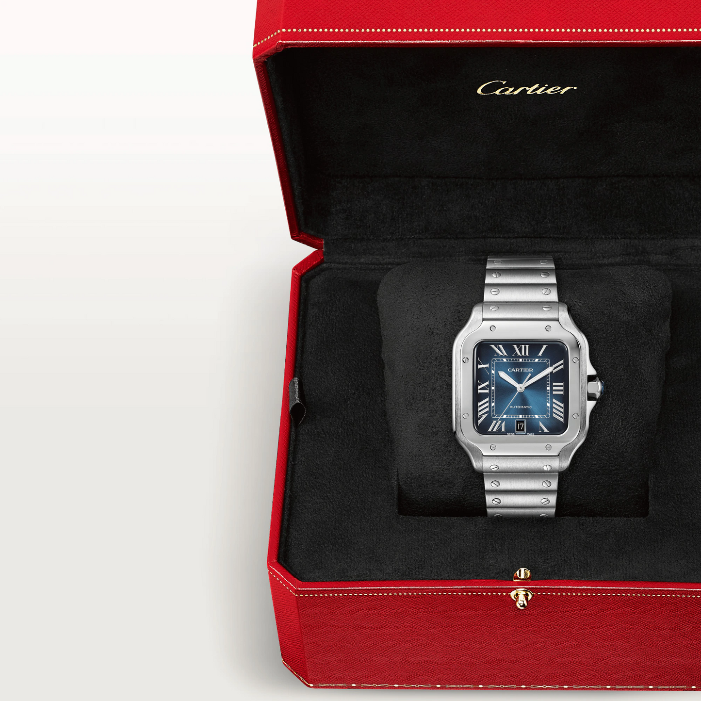 Cartier Santos de Cartier Stainless Steel 39.8 MM (Large Model) - Stainless Steel Bracelet - Blue Dial - WSSA0030