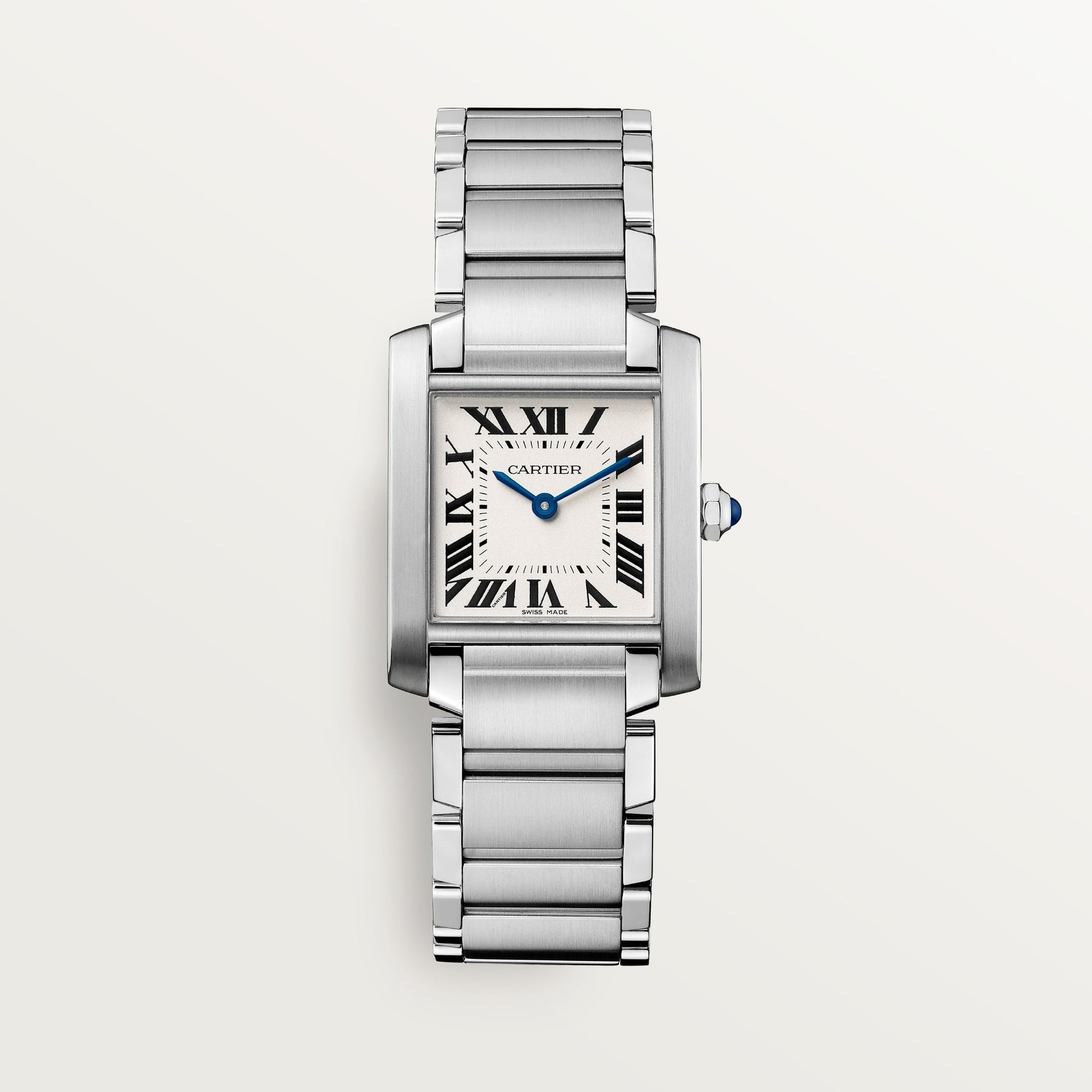 Cartier Tank Stainless Steel (Large Model) 30 MM - Stainless Steel Bracelet - Stainless Steel Bezel - White Dial - WSTA0005