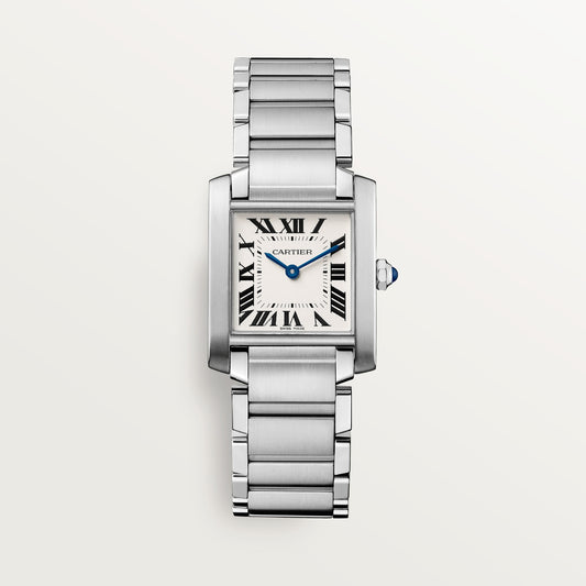 Cartier Tank Stainless Steel (Large Model) 30 MM - Stainless Steel Bracelet - Stainless Steel Bezel - White Dial - WSTA0005