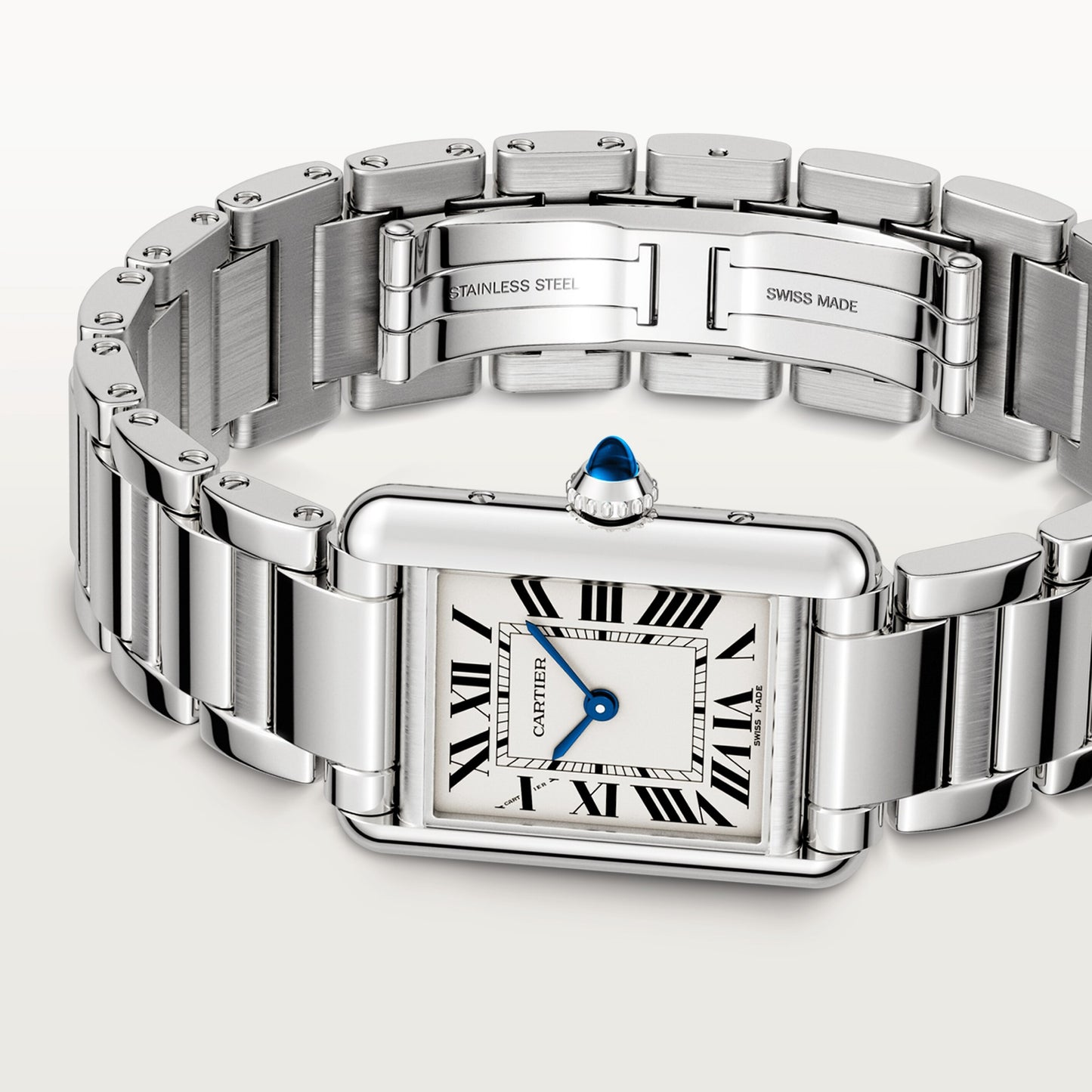 Cartier Tank Stainless Steel (Medium Model) 29 MM - Stainless Steel Bracelet - Stainless Steel Bezel - Silver Dial - WSTA0051