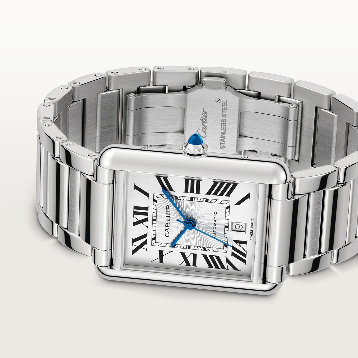 Cartier Tank Stainless Steel (Extra Large Model) 41 MM - Stainless Steel Bracelet - Stainless Steel Bezel - White Dial - WSTA0053