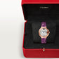 Cartier Ballon Bleu Rose Gold Diamonds 33 MM - Purple Leather Strap - White Diamond Dial - WE902063