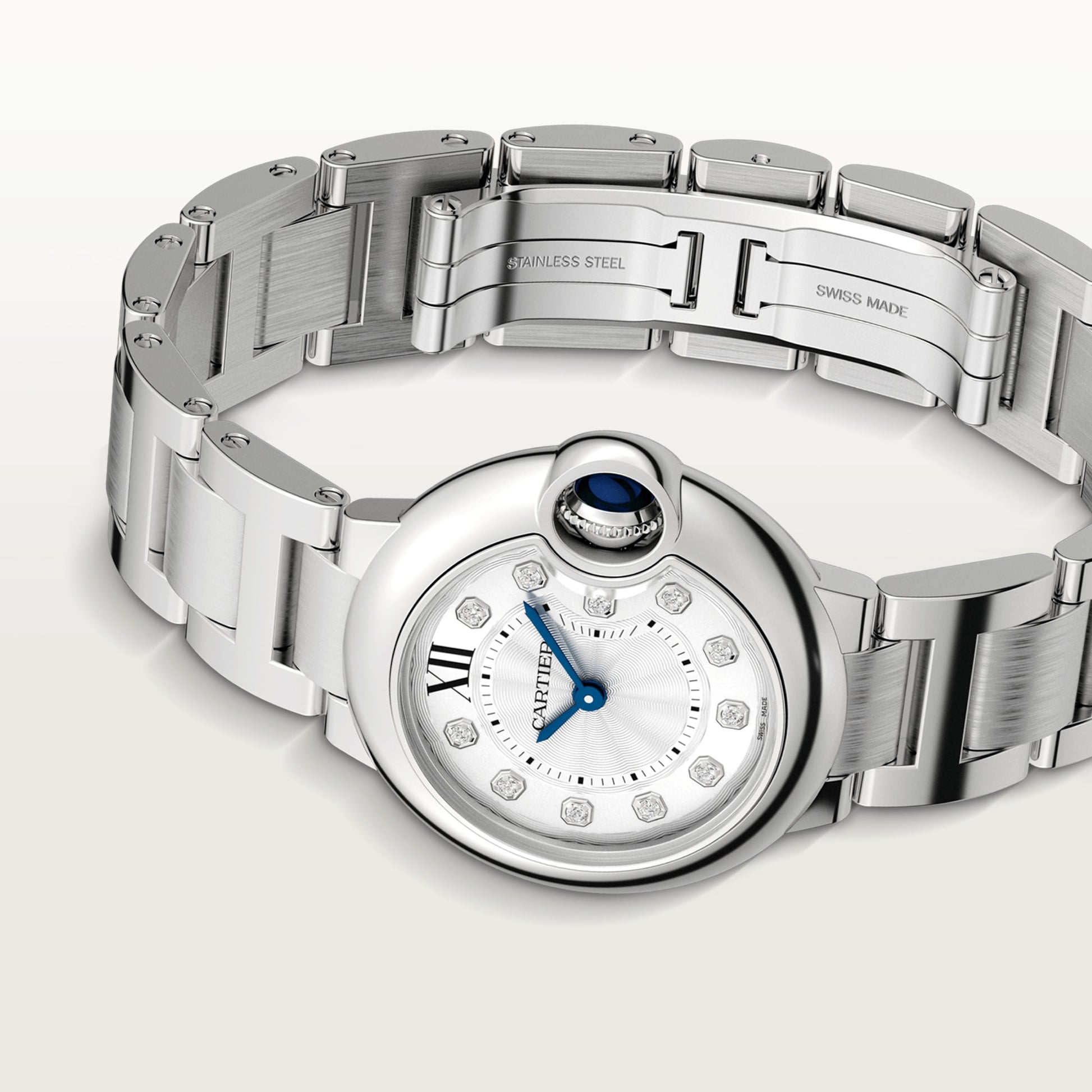 Cartier Ballon Bleu Stainless Steel 28 MM - Stainless Steel Bracelet - White Diamond Dial - WE902073