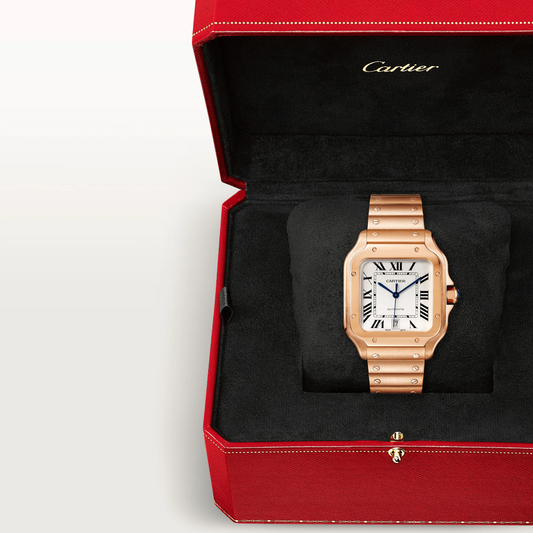 Cartier Santos de Cartier Rose Gold 39.8 MM (Large Model) - Rose Gold Bracelet - White Dial - WGSA0018