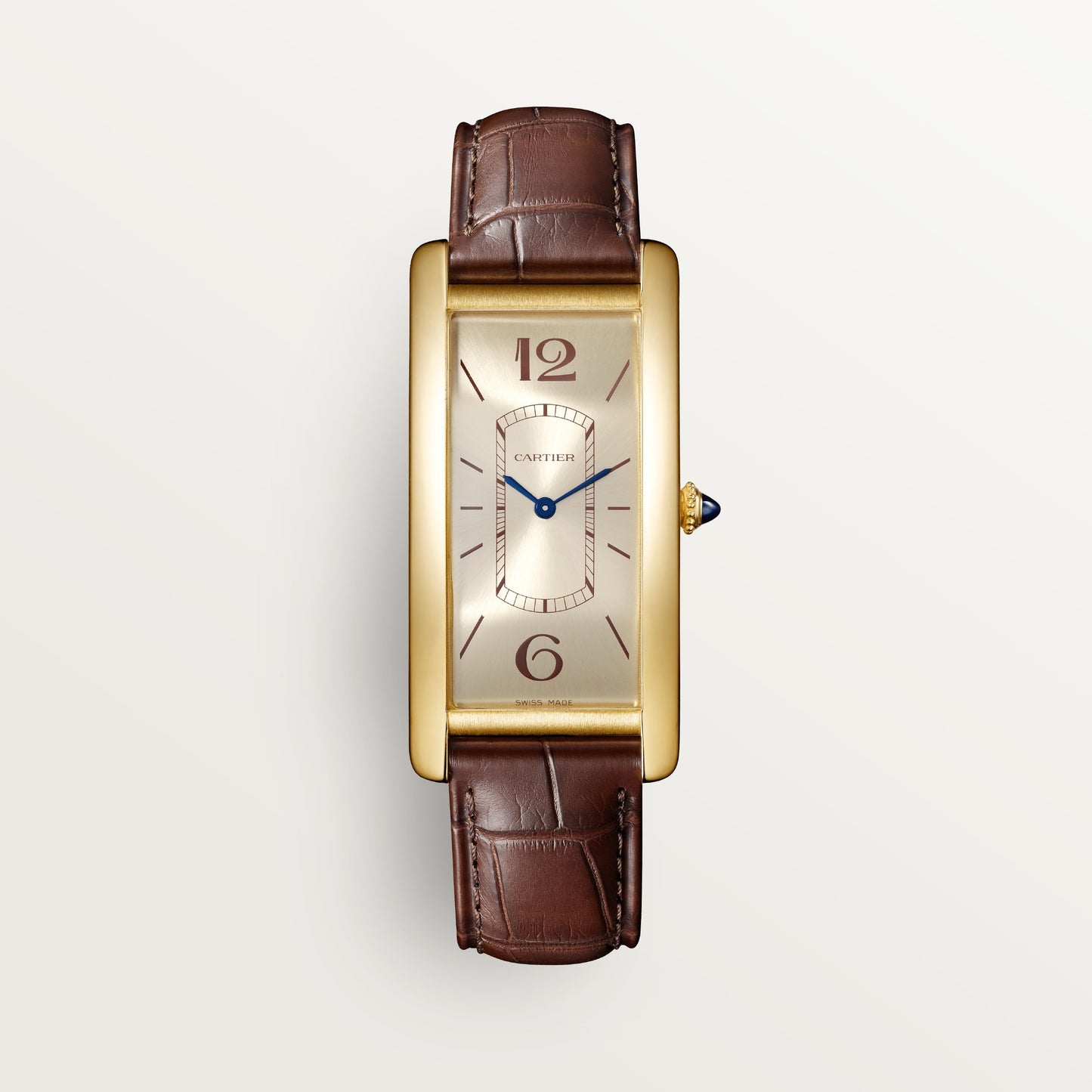 Cartier Tank Yellow Gold (Large Model) 46 MM - Brown Leather Strap - Yellow Gold Bezel - Golden Dial - WGTA0026