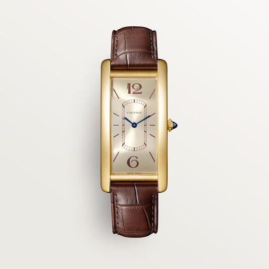 Cartier Tank Yellow Gold (Large Model) 46 MM - Brown Leather Strap - Yellow Gold Bezel - Golden Dial - WGTA0026